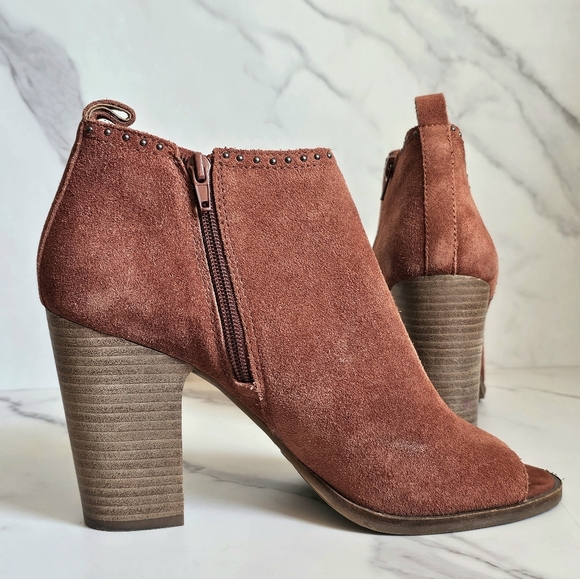 Suede Lucky Brand Lotisha Open Toe Boots Size 10 - Picture 8 of 13